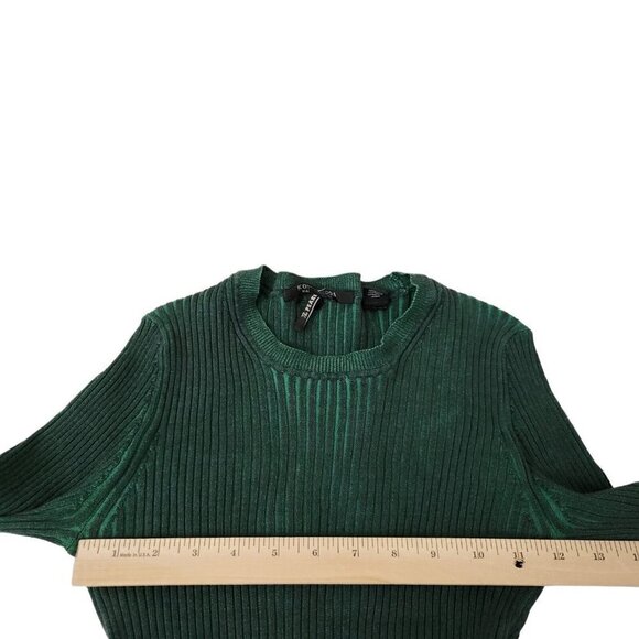 Scotch & Soda Dress Medium Green Midi Bodycon Ribbed Knit Stretch Long Sleeve - Picture 12 of 14